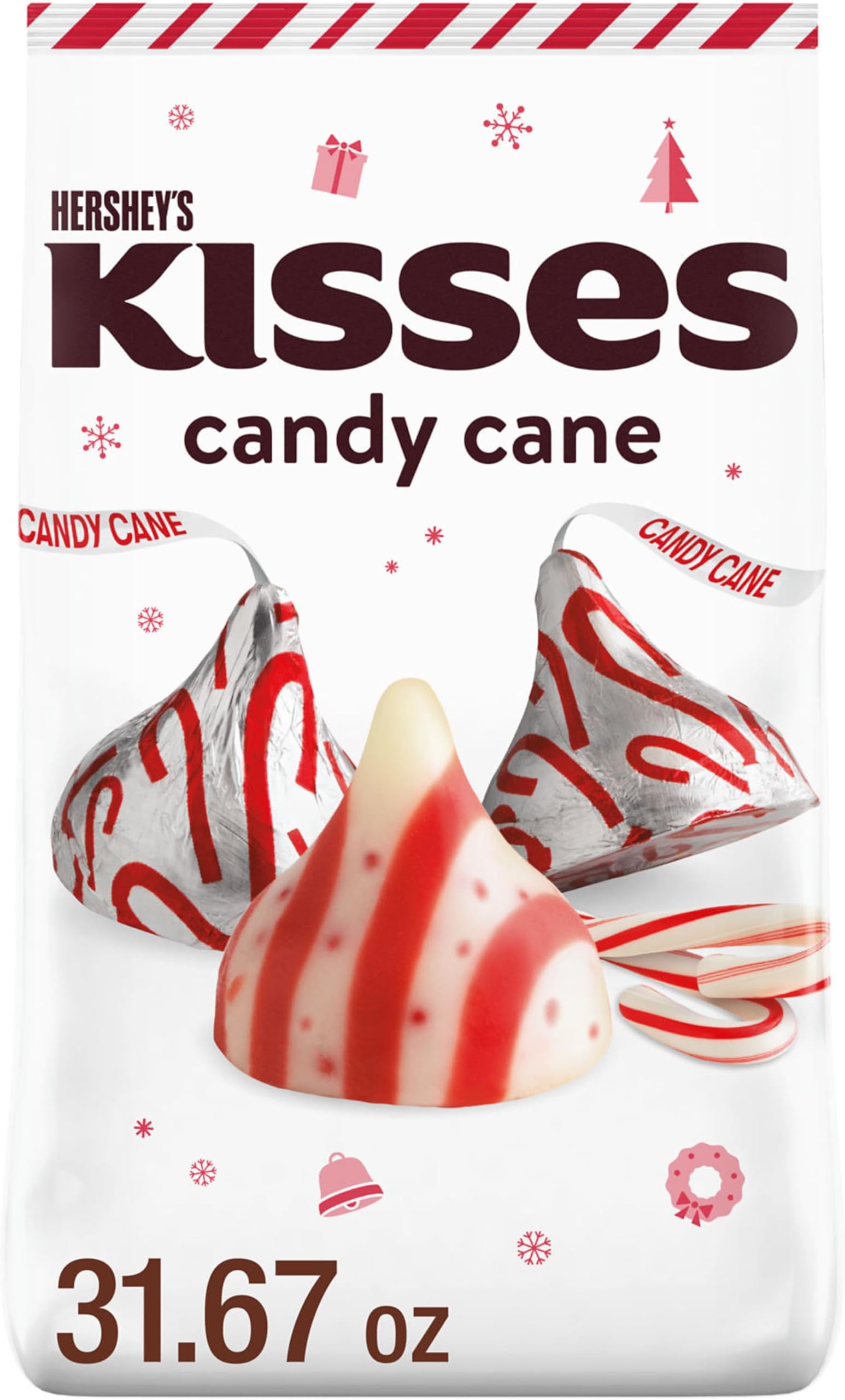 Candy Cane KISSES Stand Up Bag, 34.88 oz.