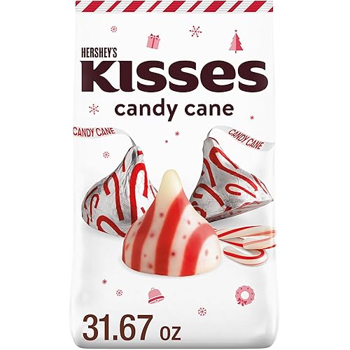 Miniatura 8 de HERSHEY'S KISSES Caramelos de menta con rayas y caramelos de caramelo, Navidad, bolsa de 9 onzas