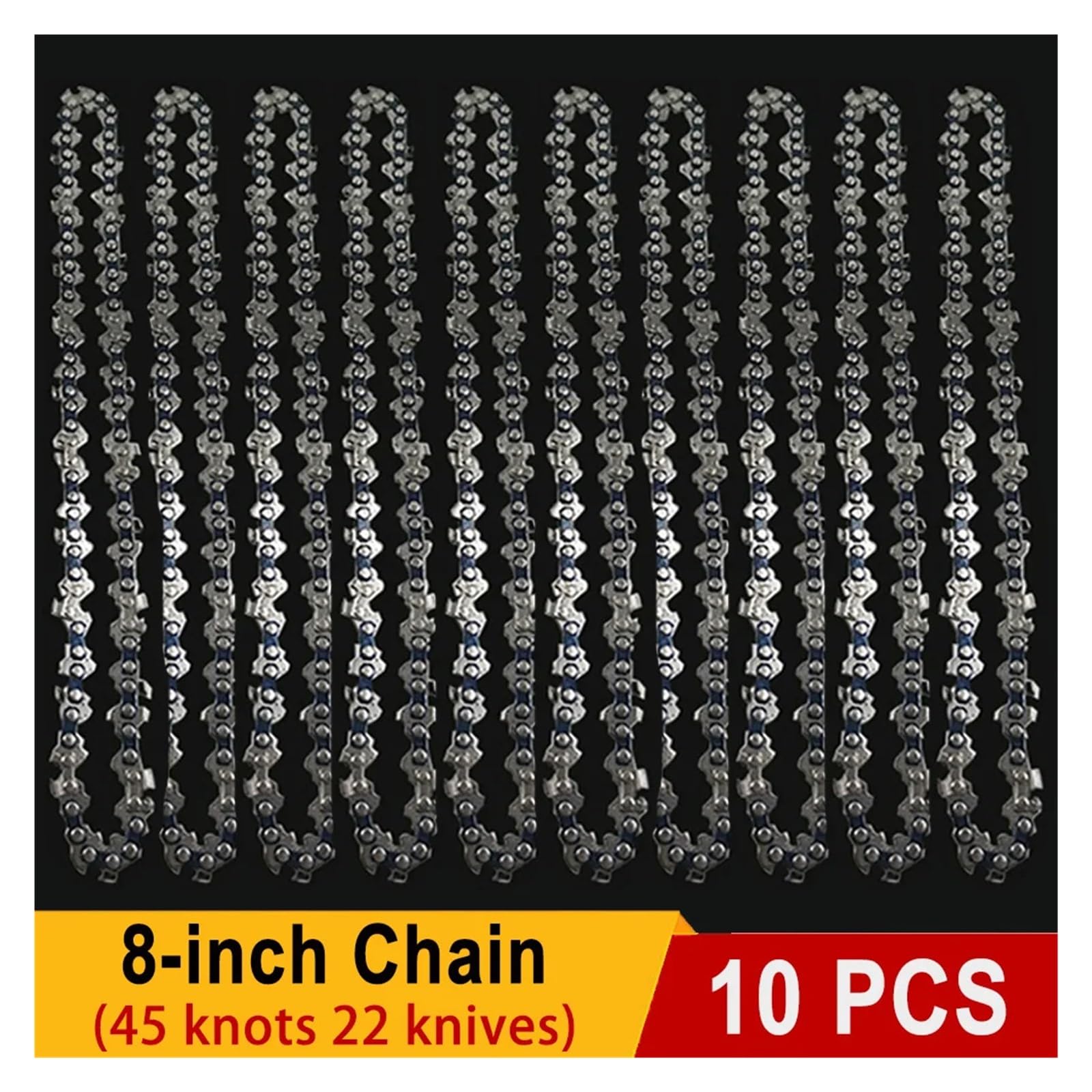 Juego de barra guía y cadena de motosierra de 8 pulgadas, eslabón de transmisión de 45, sierra eléctrica de 1/4''P for sierra eléctrica sin escobillas(10pcs 8-inch Chain)
