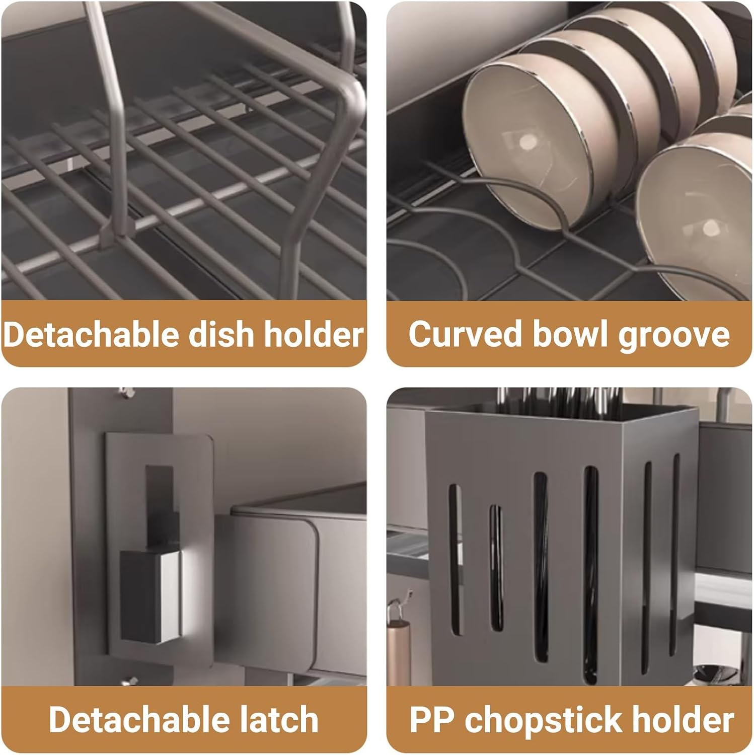 Over The Sink Dish Drying Rack, Hanging Dish Drying Rack Stainless Steel, Multifunctional Storage Rack for pots and Pans, for Dishes, Glasses, Cutlery(Double Layer,80cm/31.5in)