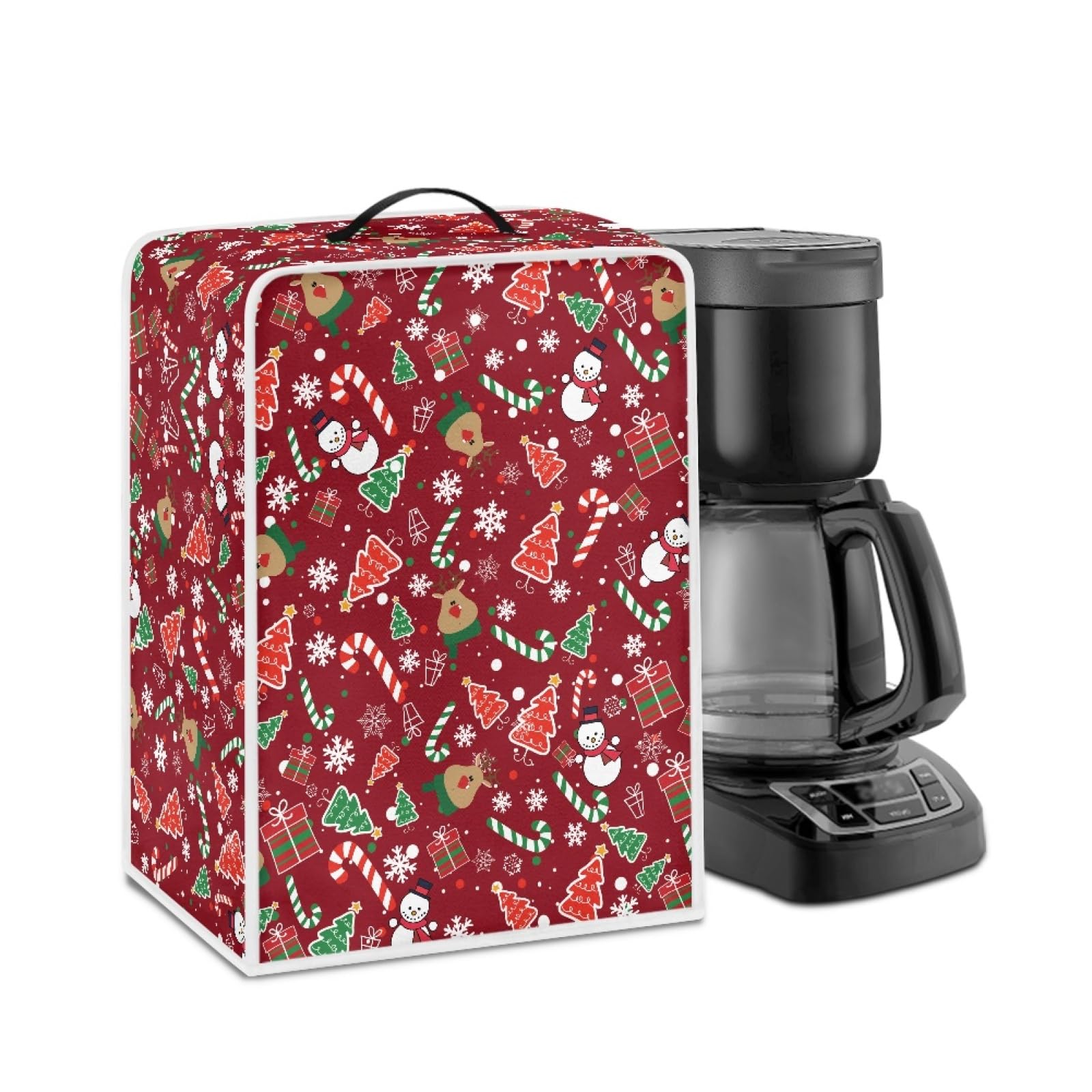 Snowmen Elk Cartoon Coffee Making Machine Dust Protection Coffee Maker Appliance Cover Washable Small Appliance Dust Cover Christmas