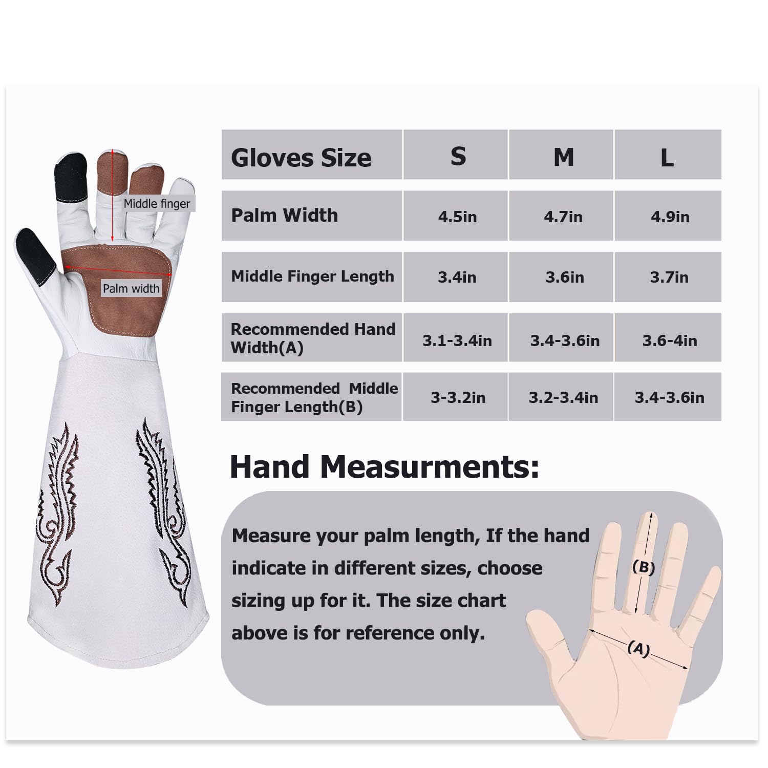 Gartenhandschuhe, lang, Dornenschutz, zum Schneiden von Rosen und Kakteen, robuste Gartenhandschuhe aus Leder, für Damen und Herren, Touchscreen-Handschuhe, Größe M