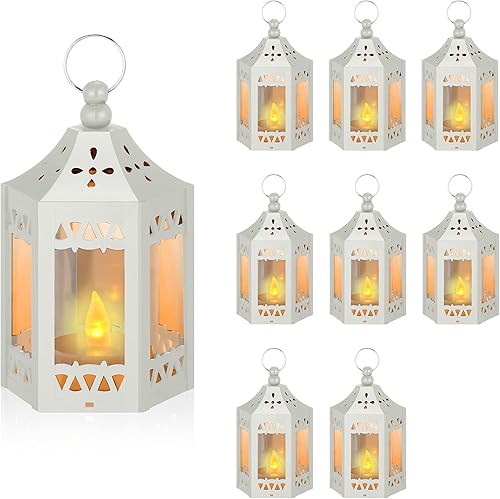 10 faroles de Ramadán Eid Mubarak luces LED de Ramadán decoración de Ramadán mini farol LED de estrella con linterna colgante decorativa brillante