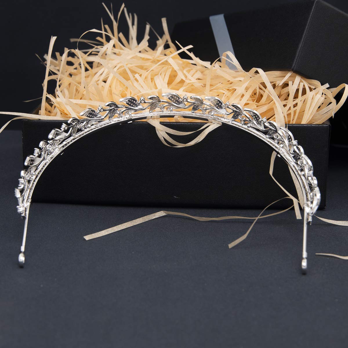 Zirkonia-Steinband für Hochzeit, Prinzessinnen-Diadem für Braut, Abschlussball, Haarschmuck in Kupfer, mit Zirkonia-Blättern, für Frauen