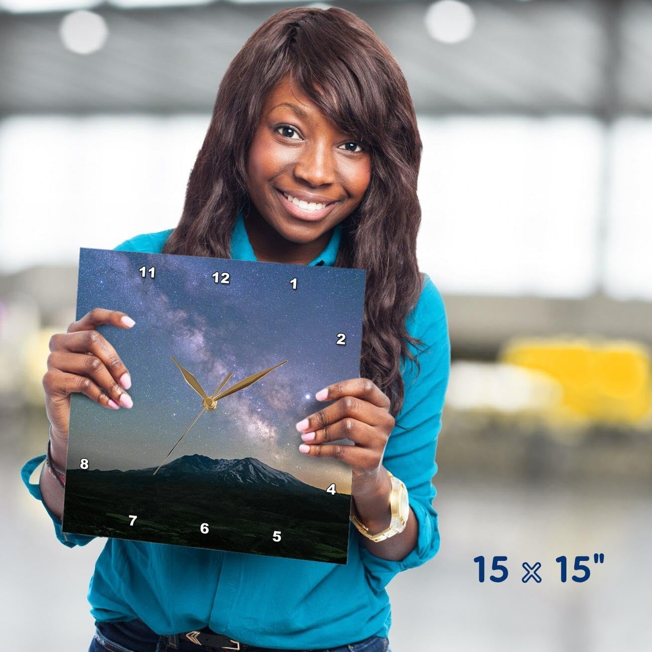 3dRose Wall Clock Silent - 15 inch - Milky Way Over Mt. St. Helens, Active stratovolcano, Washington State - Stars