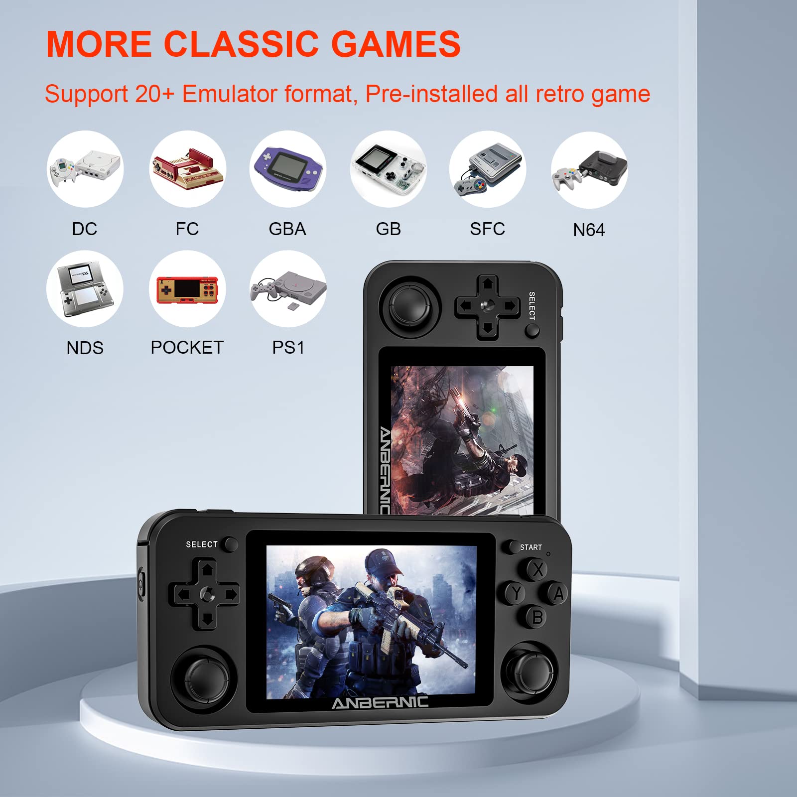 Buy RG351P Handheld Game Console, 3.5 Inch Double TF 64G Memory Card Video Game Console Support