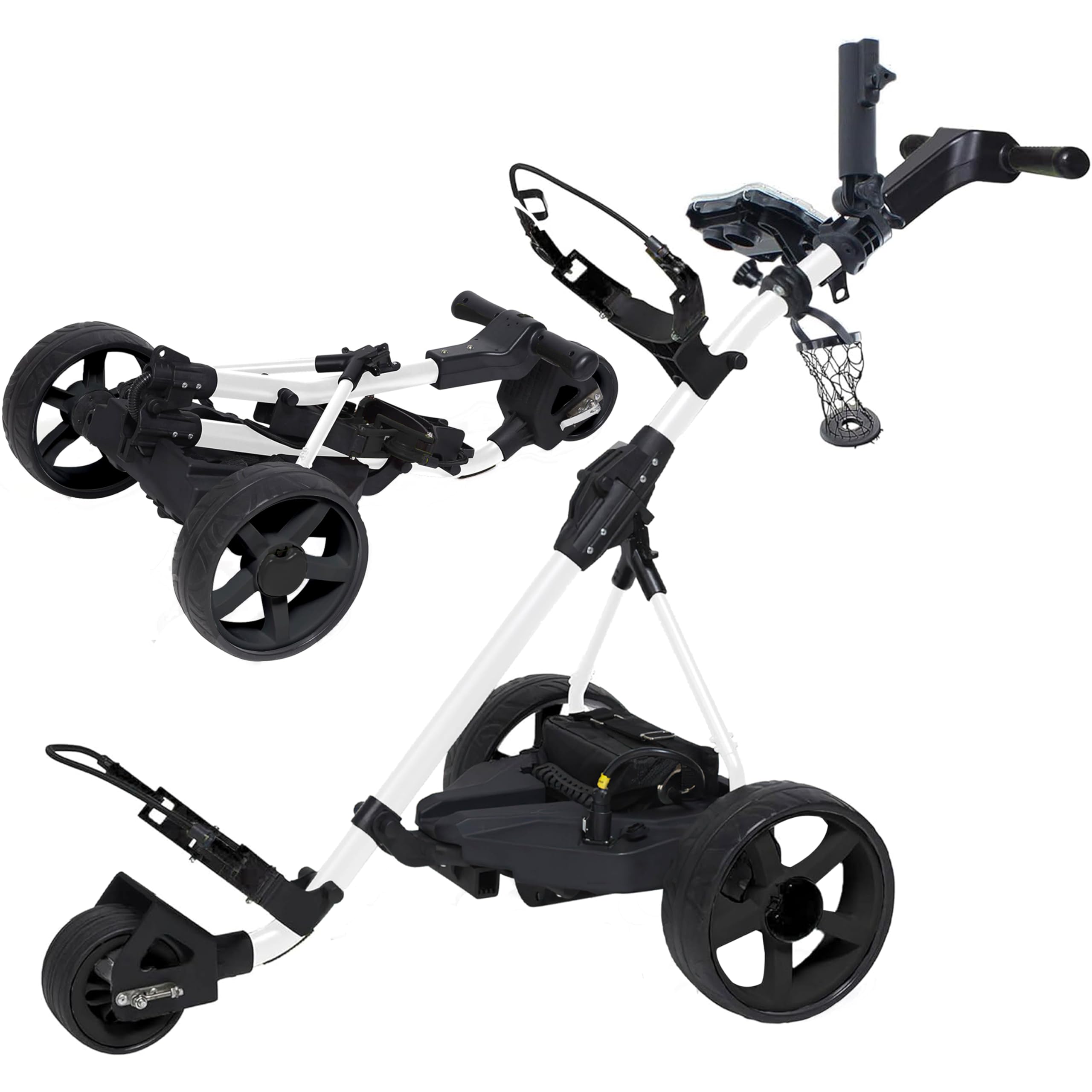 Super E Caddy Fully Loaded Weekender Non Remmote Control Electric Golf Cart, with Drink Holder, Umbrella Holder, Scorecard Holder, White