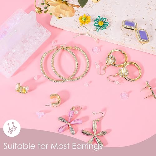 Miniatura 3 de 550 piezas de almohadillas de silicona para aretes, 550 unidades, almohadillas de seguridad para orejas suaves y transparentes, topes de embrague,