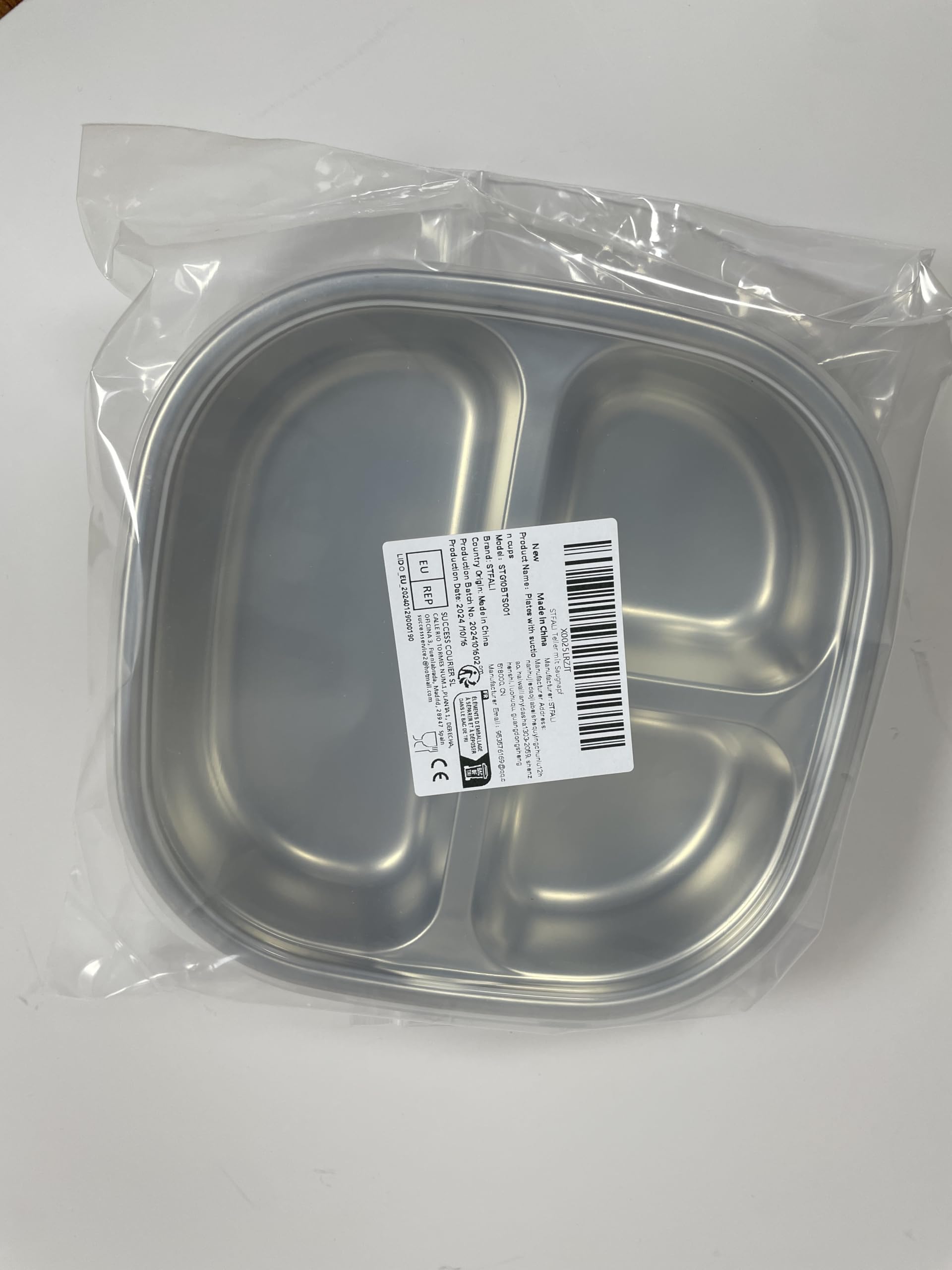 Assiette Bébé Avec Ventouse 3 Compartiments - Acier Inoxydable 304 - Anti-renversement