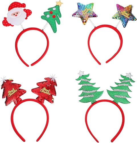 Miniatura 1 de Lurrose 4 diademas de Navidad para el cabello, aro de Papá Noel, árbol de Navidad, diadema de Bopper, disfraz de fiesta de Navidad para niñas y
