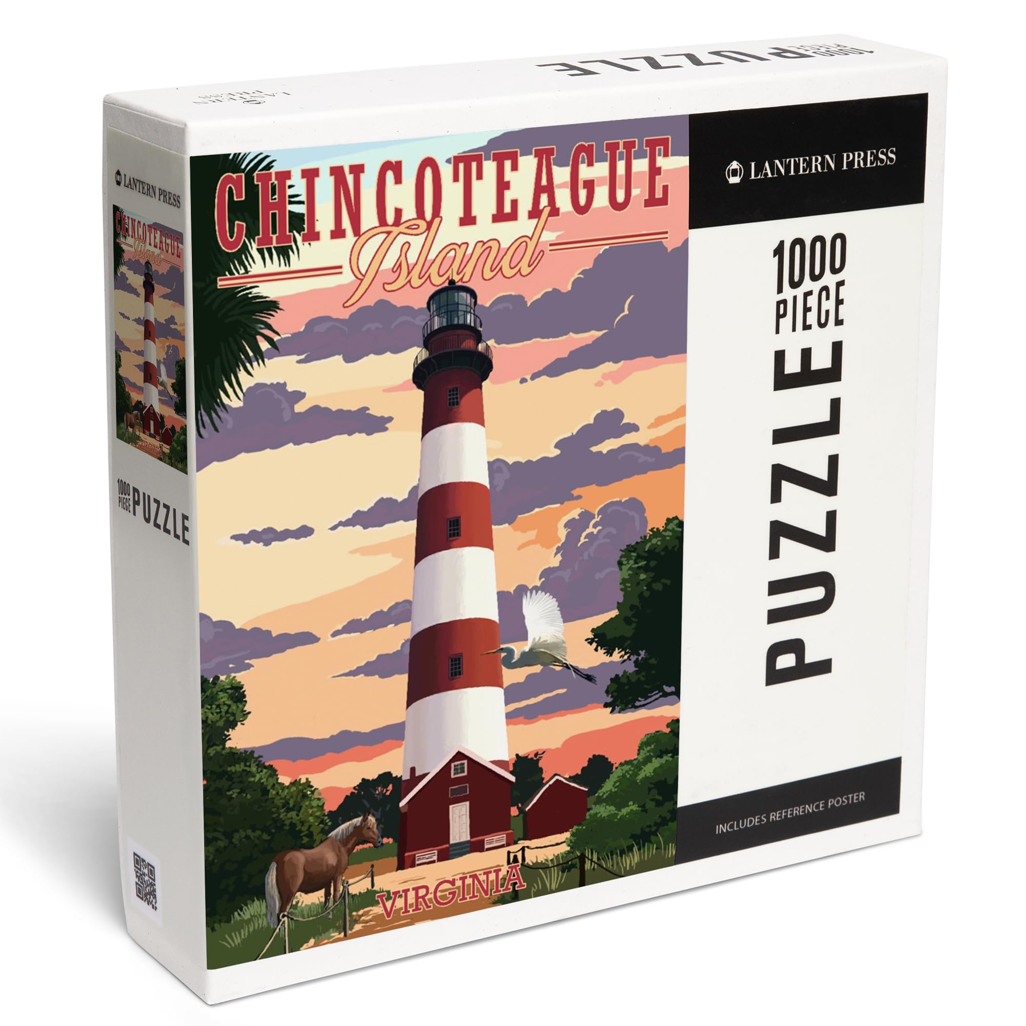 Lantern Press Chincoteague, Virginia, Lighthouse 1000 Piece Jigsaw Puzzle for Adults, Made in USA with Reference Poster