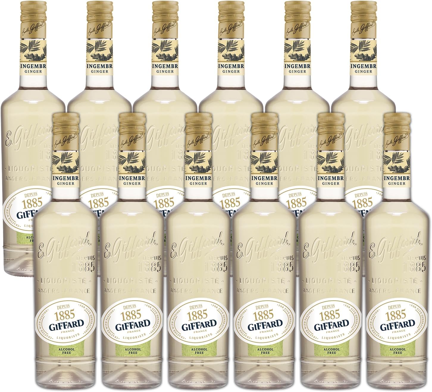Giffard Depuis 1885 Ginger Alcohol-Free Liqueur Made in France, 700ml Bottles, Perfect for Spritzers, Mixed Drinks