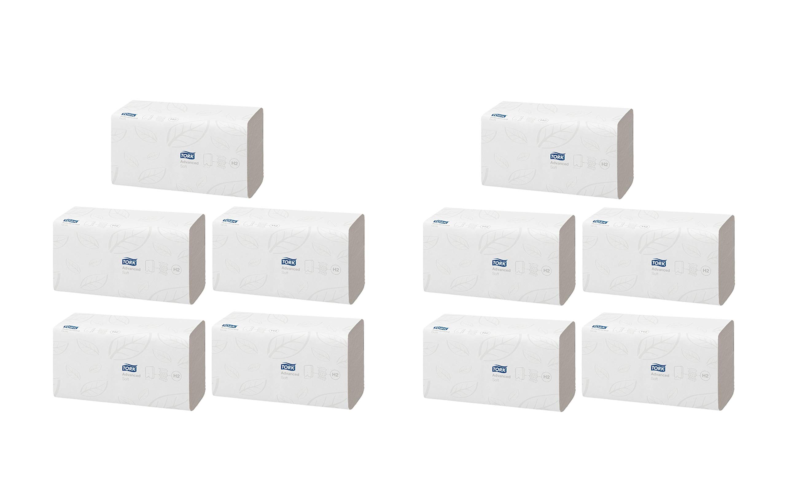 Tork Xpress Multifold H2 Advanced 120288 Lot de 10 paquets de 136 serviettes en papier essuie-​mains pliables 2 couches et absorbantes Blanc