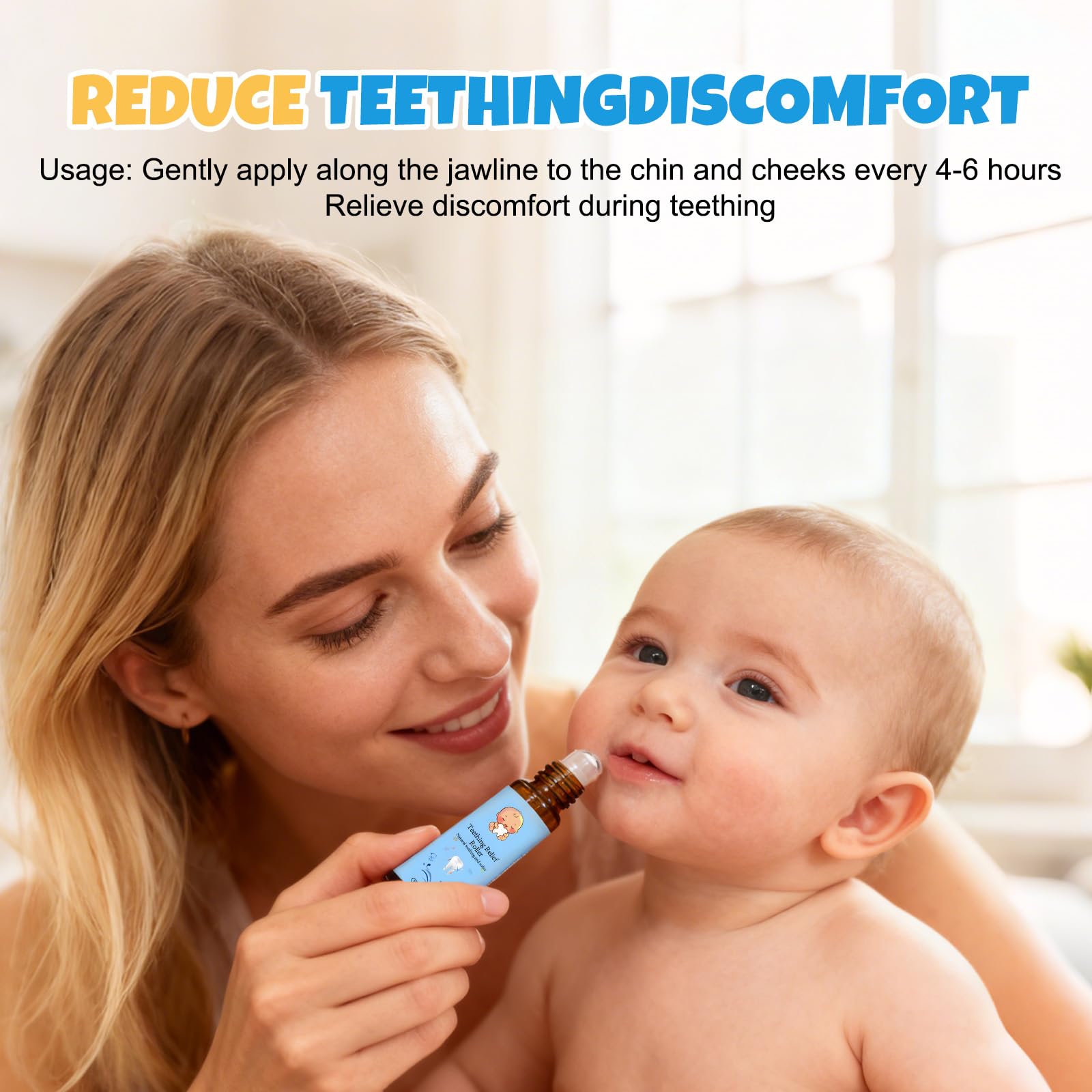 hommova 2 Pcs Teething Roller, Natural Teething Oil for Discomfort Relief Baby, Transparent color - Image 3