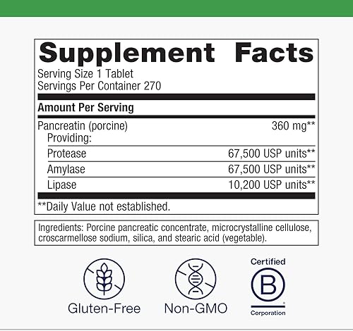 Vista 2 de Metagenics SpectraZyme Enzimas pancreáticas - Complejo de enzimas digestivas para proteínas, grasas y carbohidratos - Apoya la digestión, el alivio