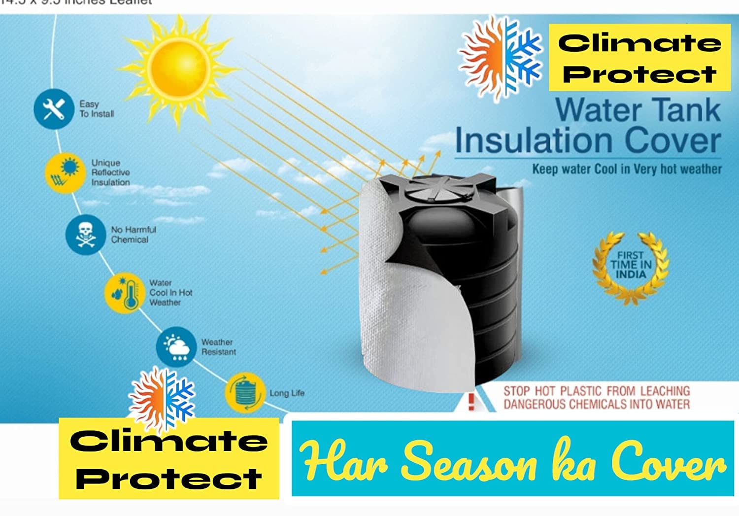 Water Tank Cover Nano Technologies Insulated Fabric Cover/Jacket for Water Tank Built for Hot and Cold Weather (500 Litre) 3