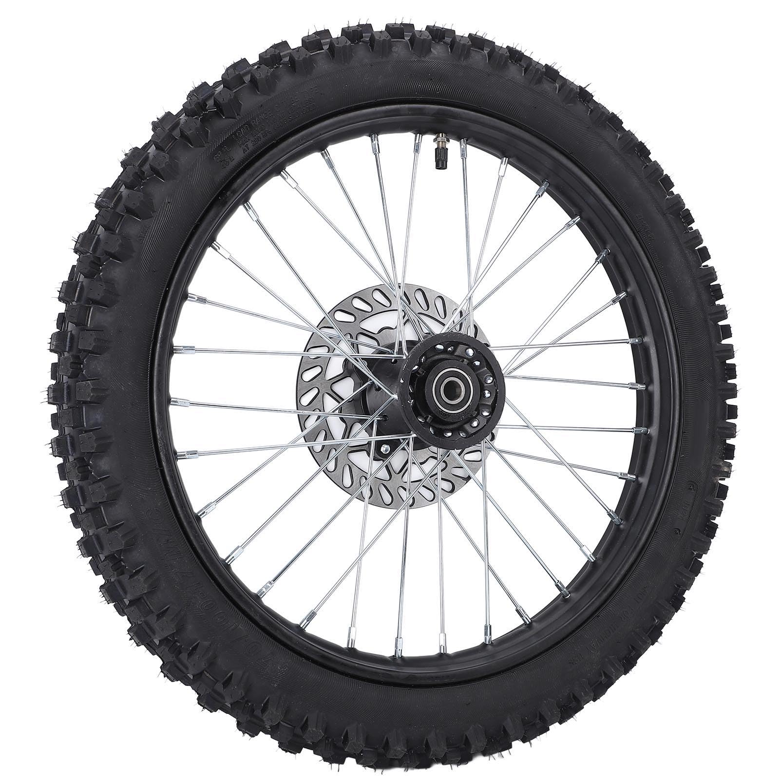 Focket 17-calowy zespół Opon Przedniego Koła, Zestaw Opon na Obręcz ze Stali Nierdzewnej 70 100 17 Rozmiar z osią 12 Mm Tarcza Hamulcowa 190 Mm do Modeli Rowerów Terenowych