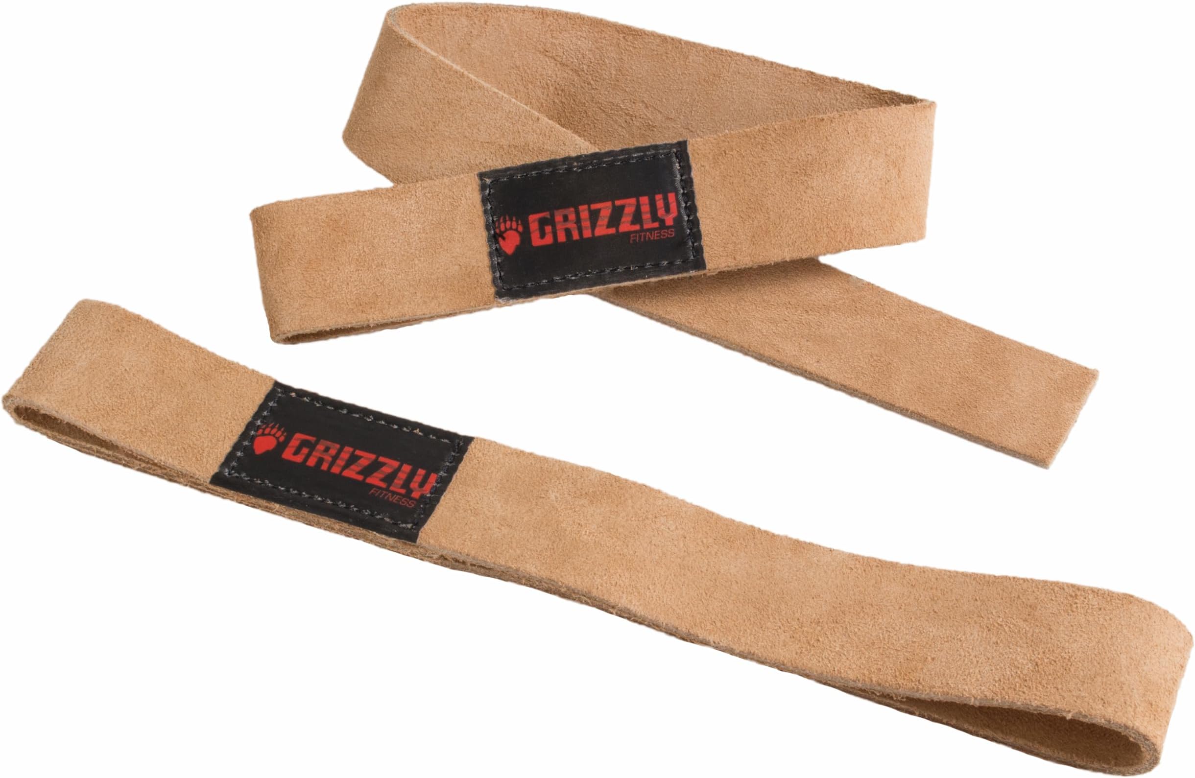 'Grizzly Fitness 1.5'' Premium Genuine Leather Lifting Wrist Straps for Men and Women | Sold in Pairs | One Size | Used by Pros to increase Grip Strength'