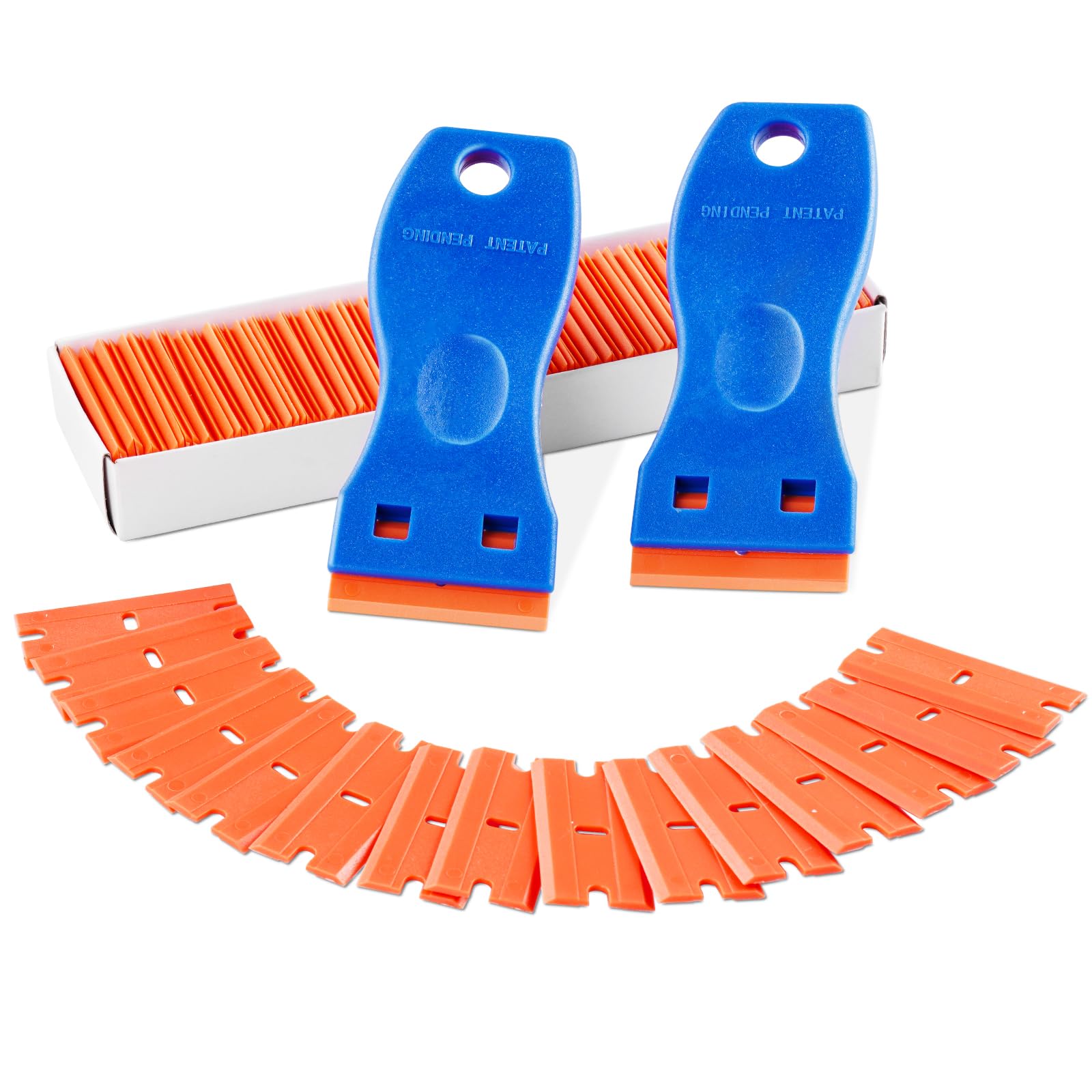 VEVOR 2PCS Razor Blade Scraper,Plastic Scraper Tool with 120PCS Plastic Blades,Cleaning Scraper Remover for Stickers,Decals,Adhesive,Labels,Paint from