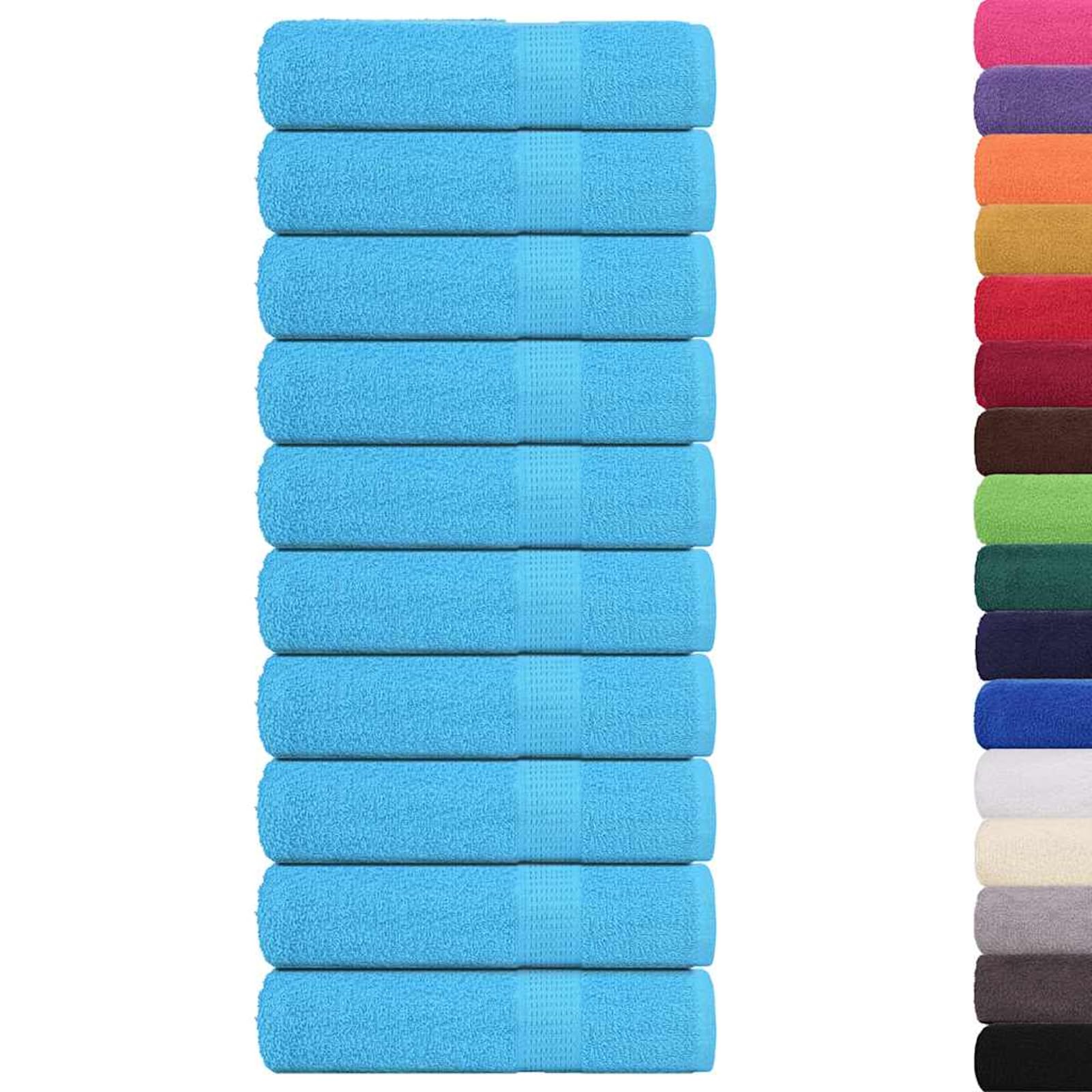 Homgoday Set di 10 Asciugamani 100% Cotone 50x100 cm Turchese, Morbido e Assorbente, Certificato Oeko-Tex, Anello per Appendere, Lavabile in Lavatrice, FROGN