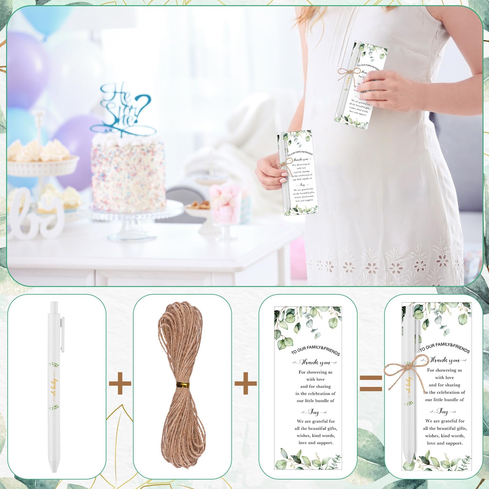 Kklolai 36 Sets Baby Shower Favors Gifts for Guest Baby Shower Retractable Ballpoint Pens with Thank You Bookmarks Gender Reveal Party Favor for Babies Shower Party Souvenirs Prizes (Classic) - Image 4