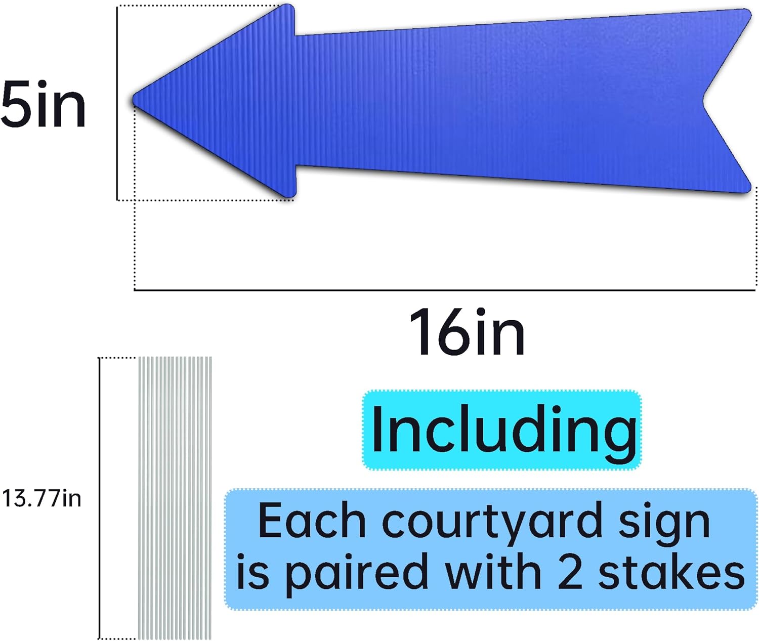 Blue Arrow Signs with Stakes 16 x 5 Inches,This Way Directional Arrow Yard Signs,Wedding Yard Signs, Birthday Party Signs (20)