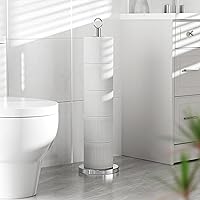 Vista 6 de Soporte para papel higiénico (con función de reserva), soporte de almacenamiento de rollos de repuesto independiente, acero inoxidable