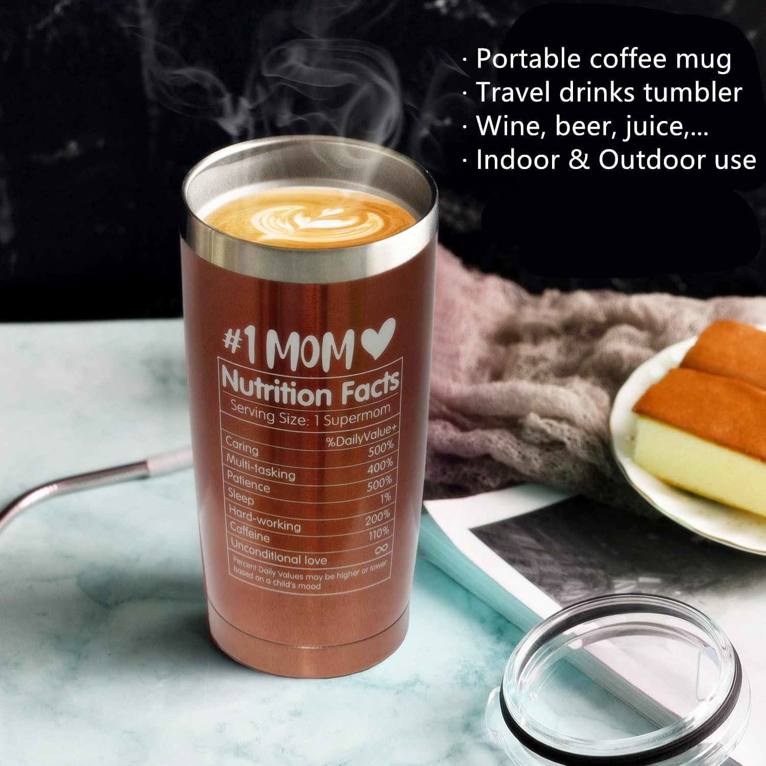 Personalized Mothers Day Gifts for Mom Grandma from Daughter Son, Birthday Christmas Gifts for First Time, New Mom Stepmom Mother-In-Law - 20oz Stainless Steel Insulated Coffee Mug Tumbler with Lid - Image 6