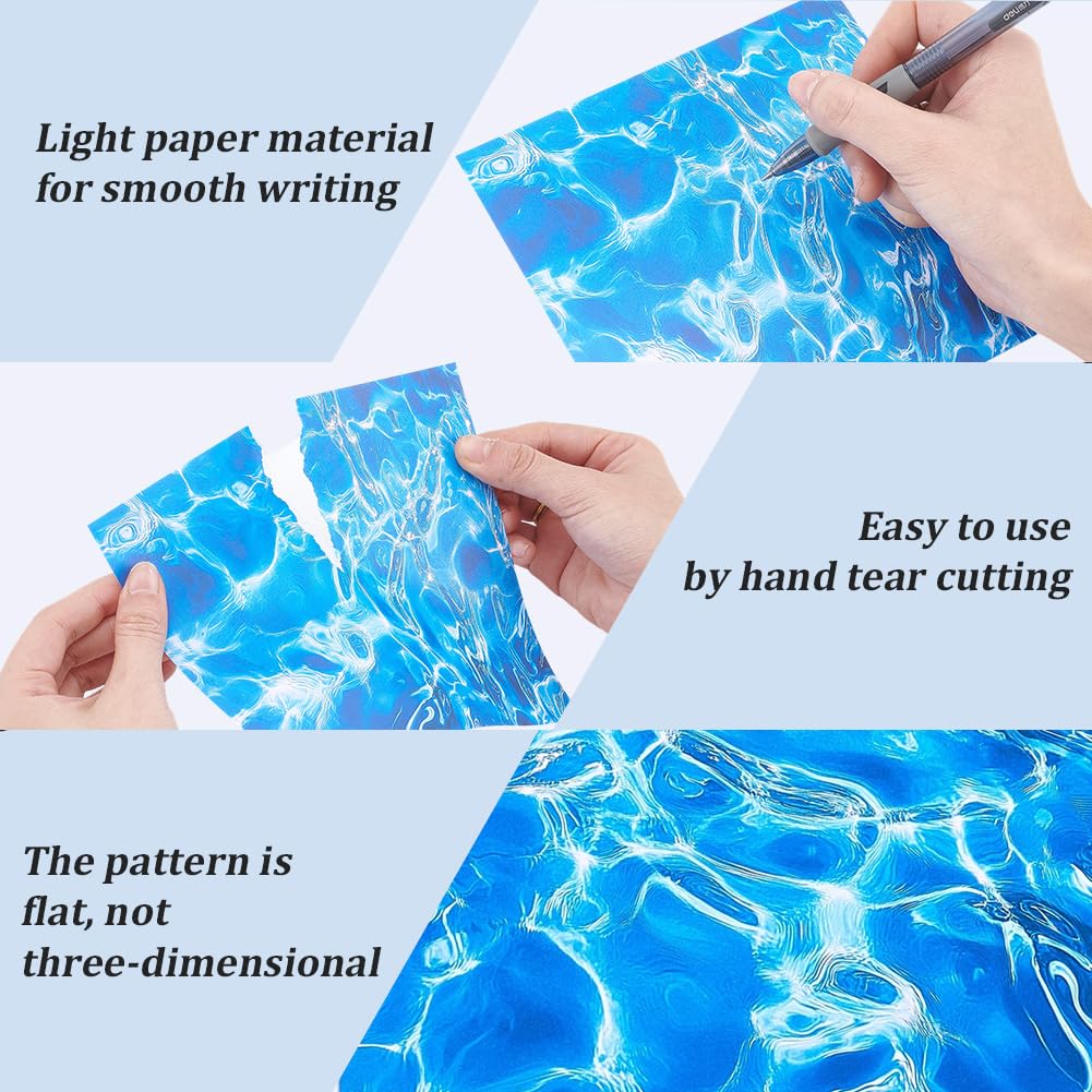 GORGECRAFT 24 foglio di Carta Scrapbooking con Texture Acqua 6x6 pollici Carta Sfondo Scrapbooking con Onde 12 stili Cartoncino con Motivo Oceano Blu Album Fotografici Decoupage Creazione di Biglietti