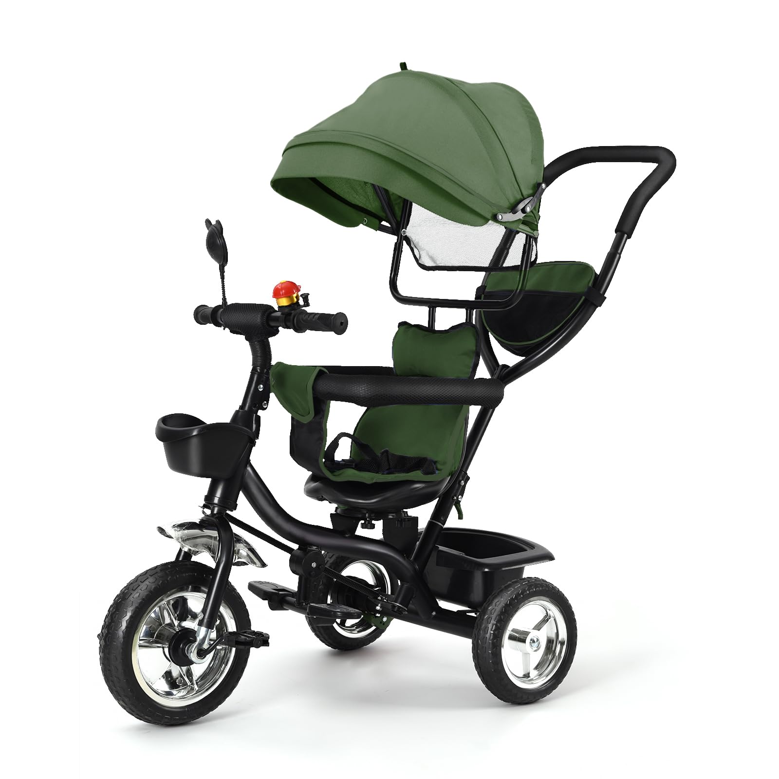 Tricycle Enfants avec Pare,Draisienne Vélo pour Enfant à partir de 1 an, Jouet Velo Enfant 5 Ans, De 9 Mois, pour garçons et Filles comme Cadeau d'anniversaire,4 en 1 (Vert)