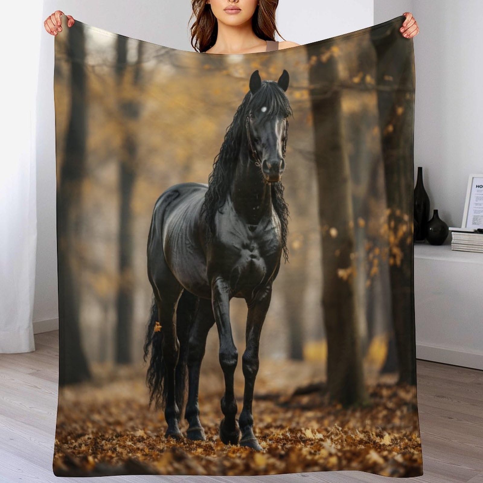 Couvertures de canapé chaude motif cheval pour soirées cocooning