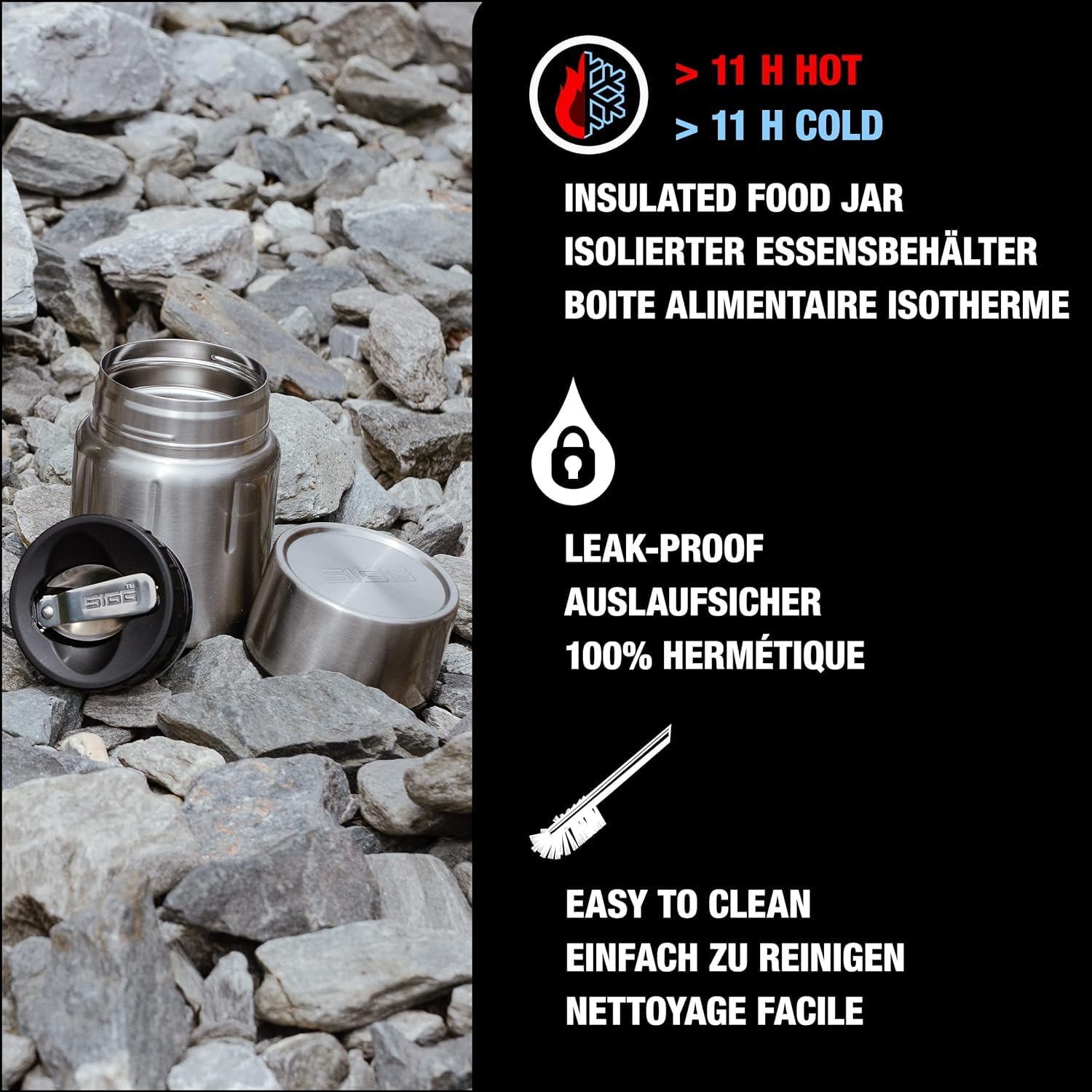Sigg Gemstone Food Jar (0.5 L / 0.75 L), isolierter Essensbehälter für Büro, Schule und Outdoor, Thermobehälter aus hochwertigem 18/8 Edelstahl