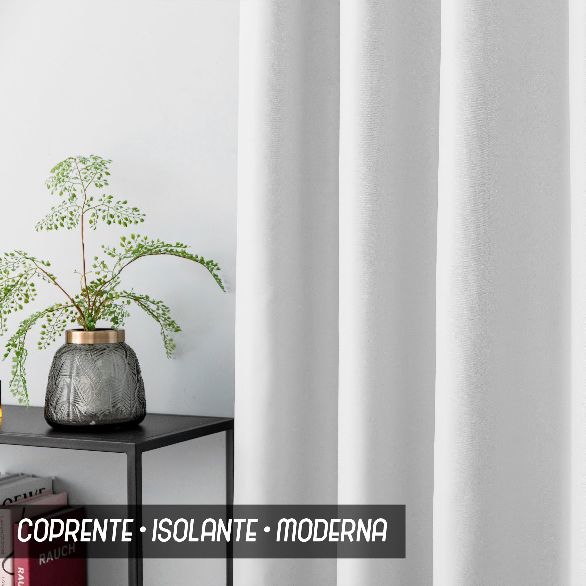 GIRASOLE HOME Coppia Tende Fiji Bianche Semi Oscuranti Termiche Morbide Tinta Unita 2 Pannelli da 55x220cm con Tasca, Bianco
