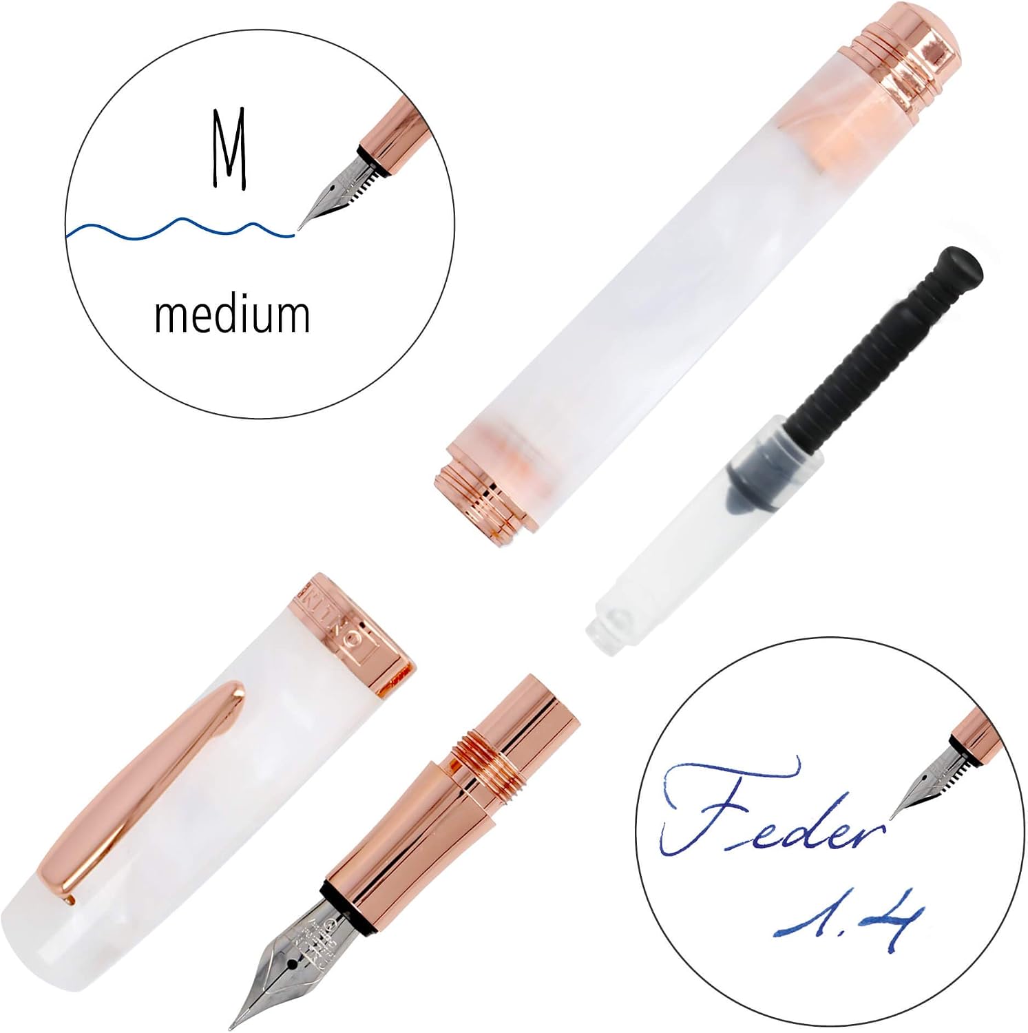 Online Calligraphy Set Bohemian Art Red I Resin and Acrylic Fountain Pen I Interchangeable Calligraphy Nibs M (Medium) & 1.4 mm I Includes Ink Converter and Ink Bottle Black I in Gift Box - Image 5