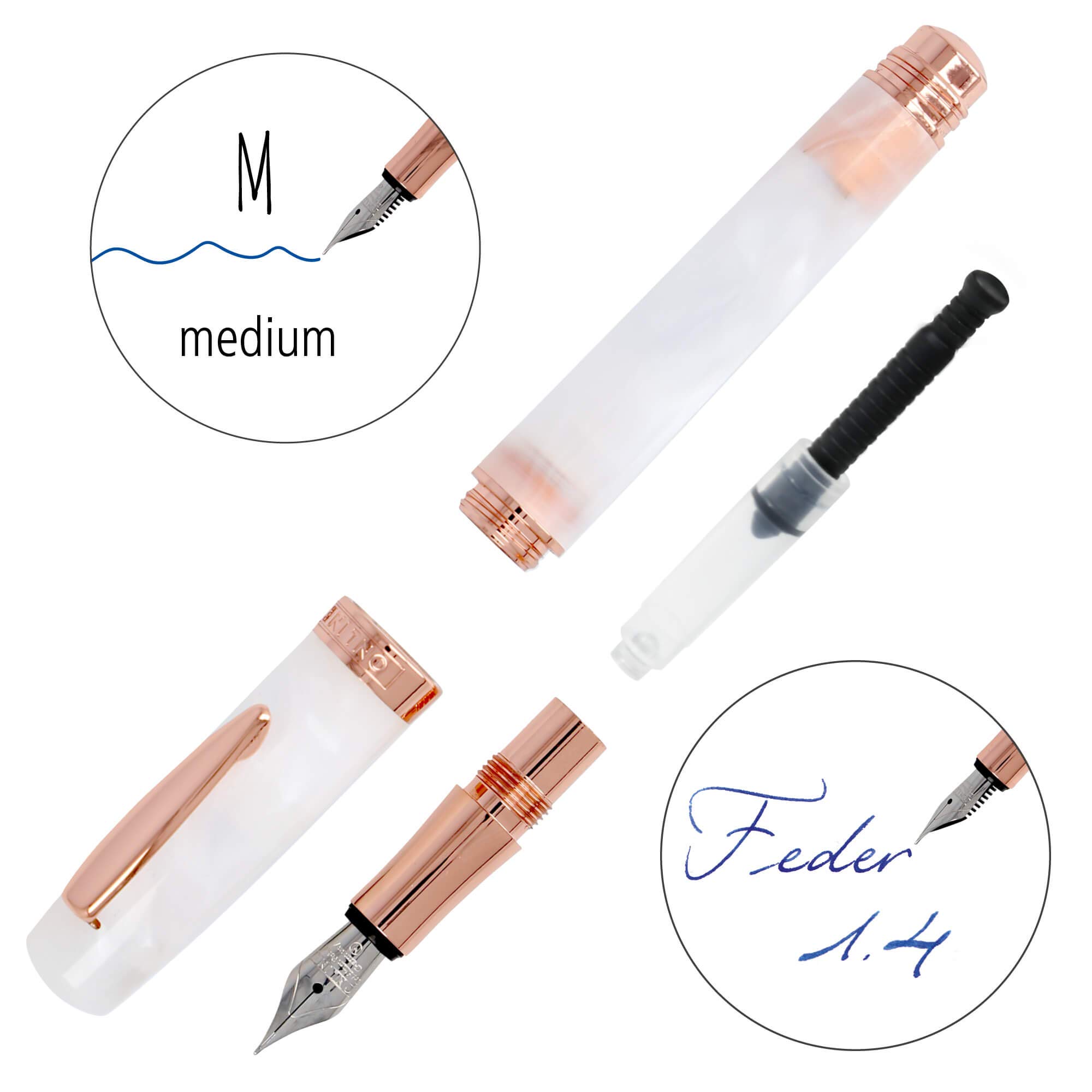 Online Kalligrafie-Set Bohemian Art Rot I Füller aus Kunstharz und Acryl I austauschbare Schönschreib-Federn M (medium) & 1,4 mm I inkl. Tintenkonverter und Tintenfass schwarz I in Geschenkbox, 44040