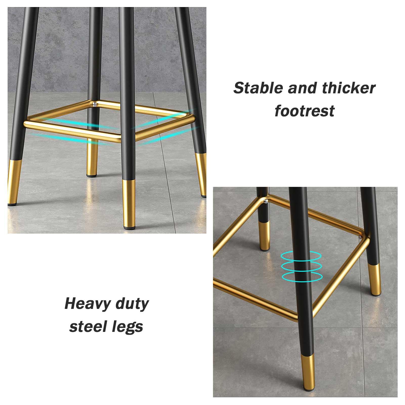 Lot de 2 tabourets de bar modernes avec dossier, pieds en métal noir respectueux de l'environnement, sièges élégants pour cuisine, parfaits pour pub et bistrot, décoration d'intérieur contemporaine