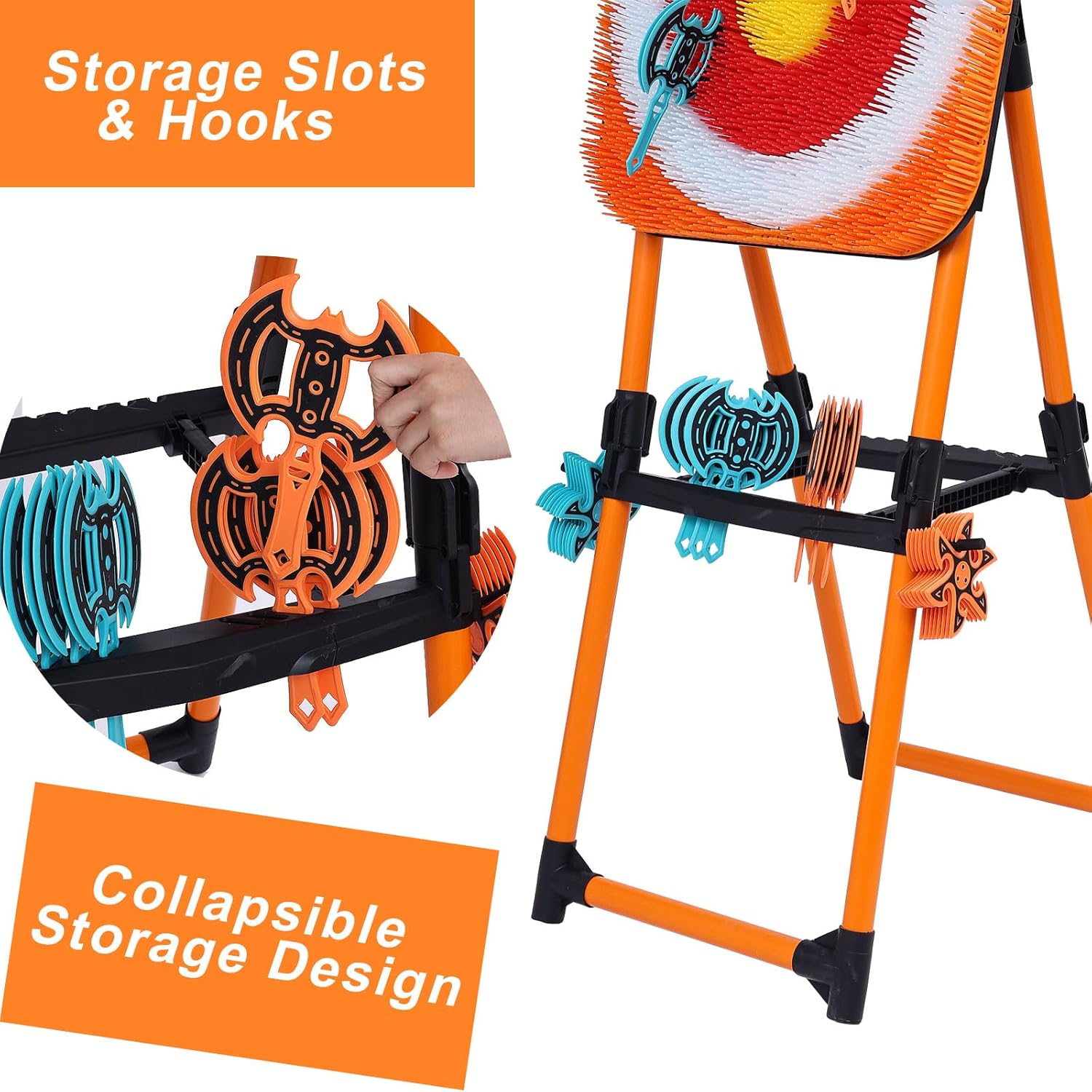 Portable Axe Throwing Game, Throwing Bristle Target with 16 Throwing Axes Set for Backyard, Indoor & Outdoor,Yard Games, Carnival Games