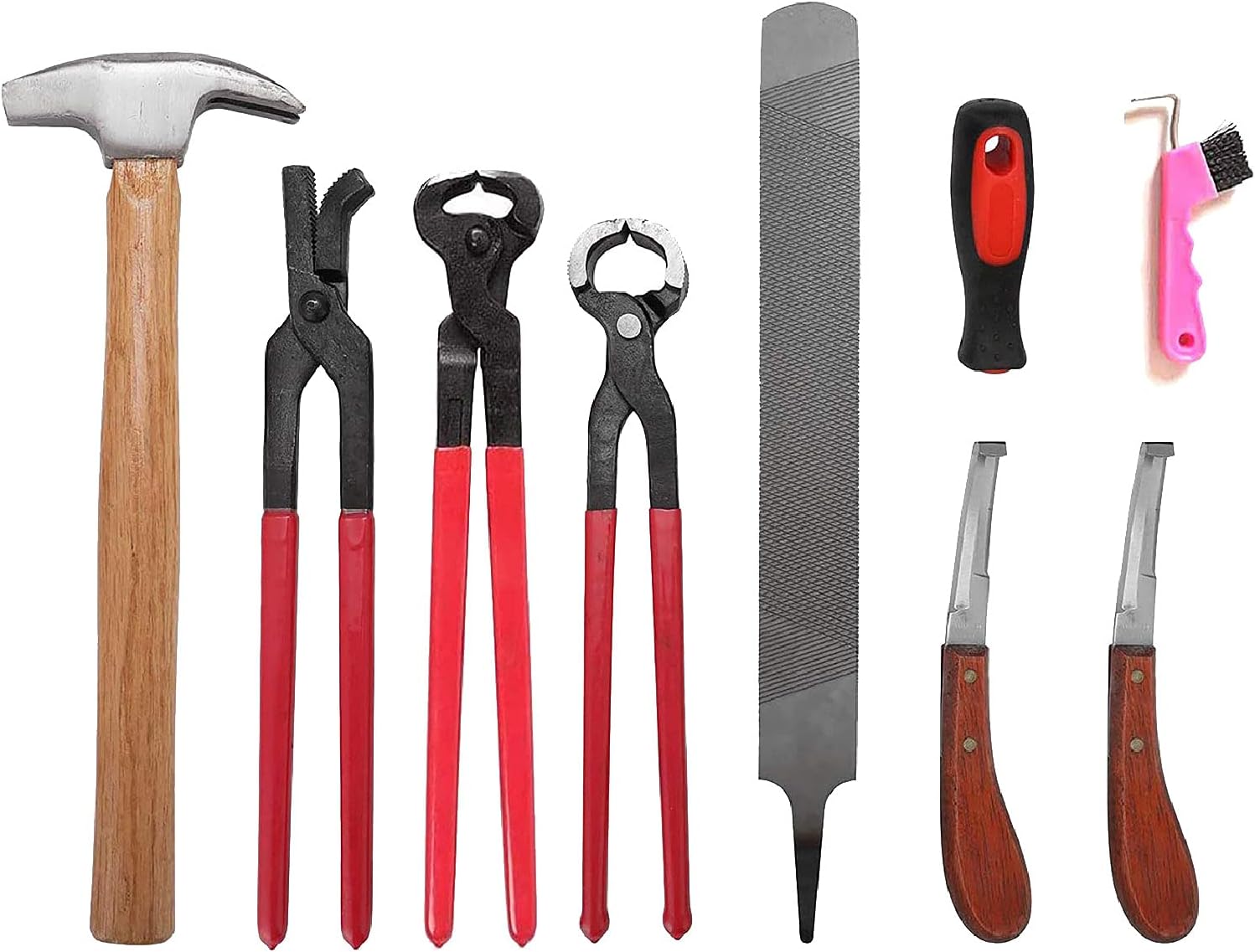 Horse Farrier Hoof Trim Tool Kit 8 Piece Suit Professional Horses Hoof Trimming Tools Horse Equine Metal Shears Farriers Hoof Nipper Cutter