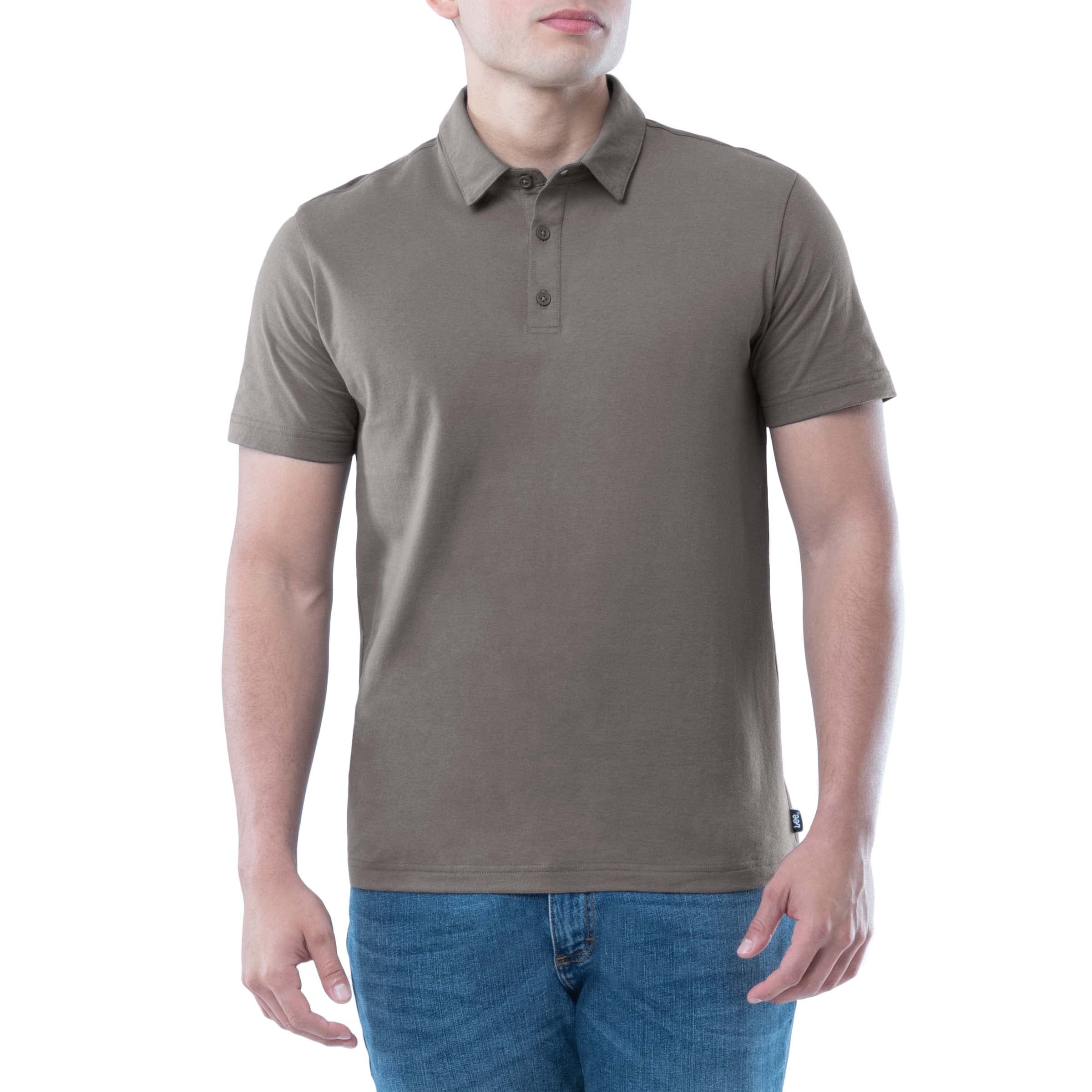 Lee Men's Smoked Pearl Short Sleeve Soft Washed Cotton Polo T-Shirt, 42/44