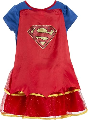 Miniatura 6 de WARNER BROS Disfraz de Supergirl de la Liga de la Justicia, disfraz de Batgirl, leggings, capa y diadema, 4 piezas, para recién nacido a niño grande