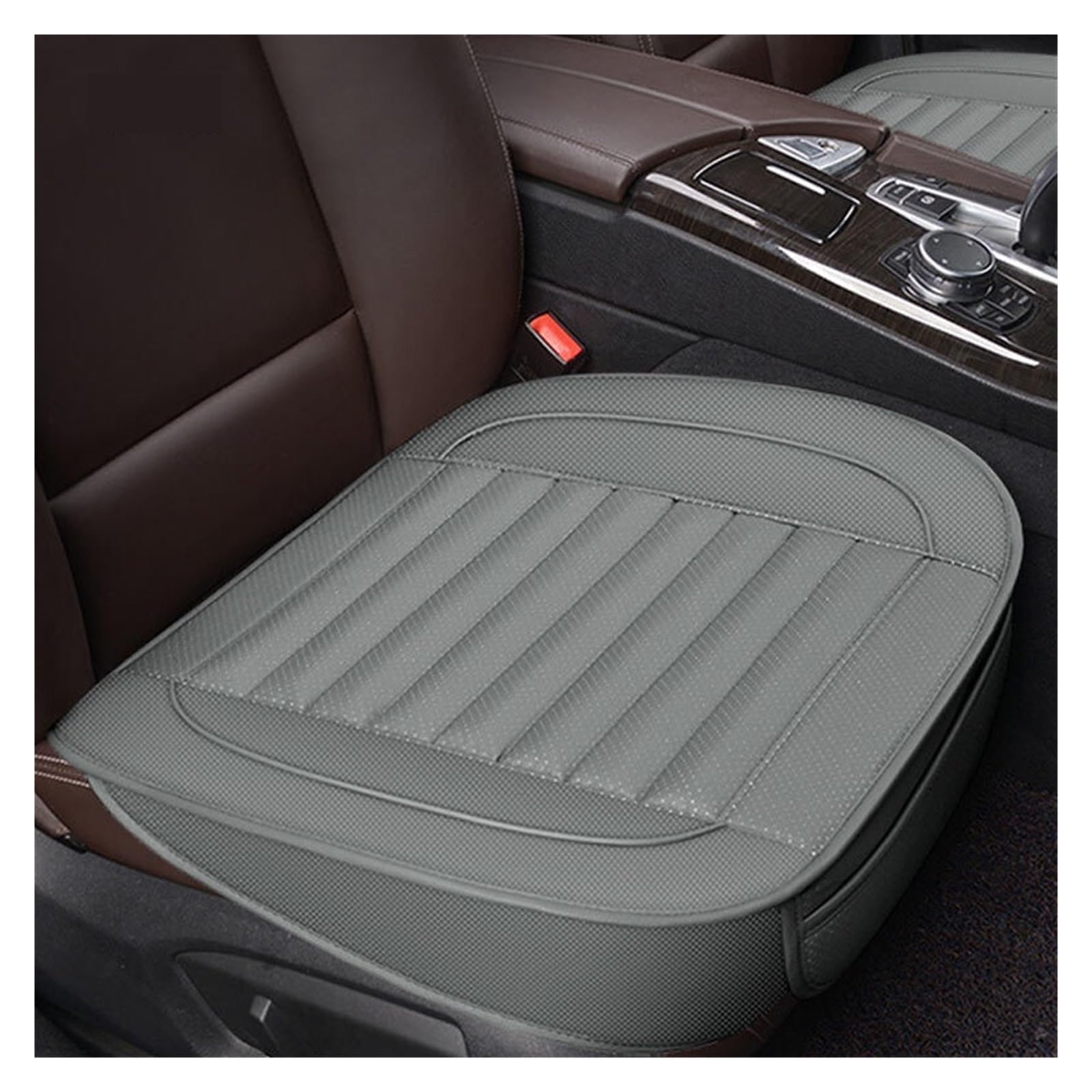 EDXNCVVM Four Seasons Car Chair Cover Breathable PU Leather Car Chair Cushion Anti Slip Pad Mat For Interior Accessories(Gray front 1pc)