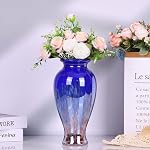 Vase en verre soufflé à la main 11.8" Vase de Boud à la bouche pour la table, vases colorés peints en verre de Murano pour - Home Entrée Centre de mariage