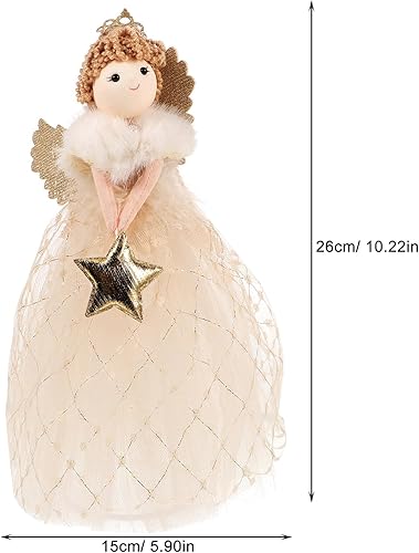 Miniatura 6 de VILLCASE Decoración para árbol de Navidad, muñecos de felpa para árbol de Navidad, estatuas de ángel, adorno de ángel de dibujos animados, ángel con