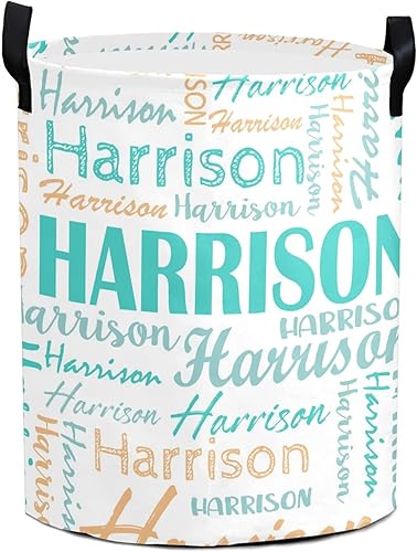 Miniatura 6 de Cesta de lavandería personalizada con nombre para niños y niñas, cesta de almacenamiento de ropa plegable con asa para baño, sala de estar,