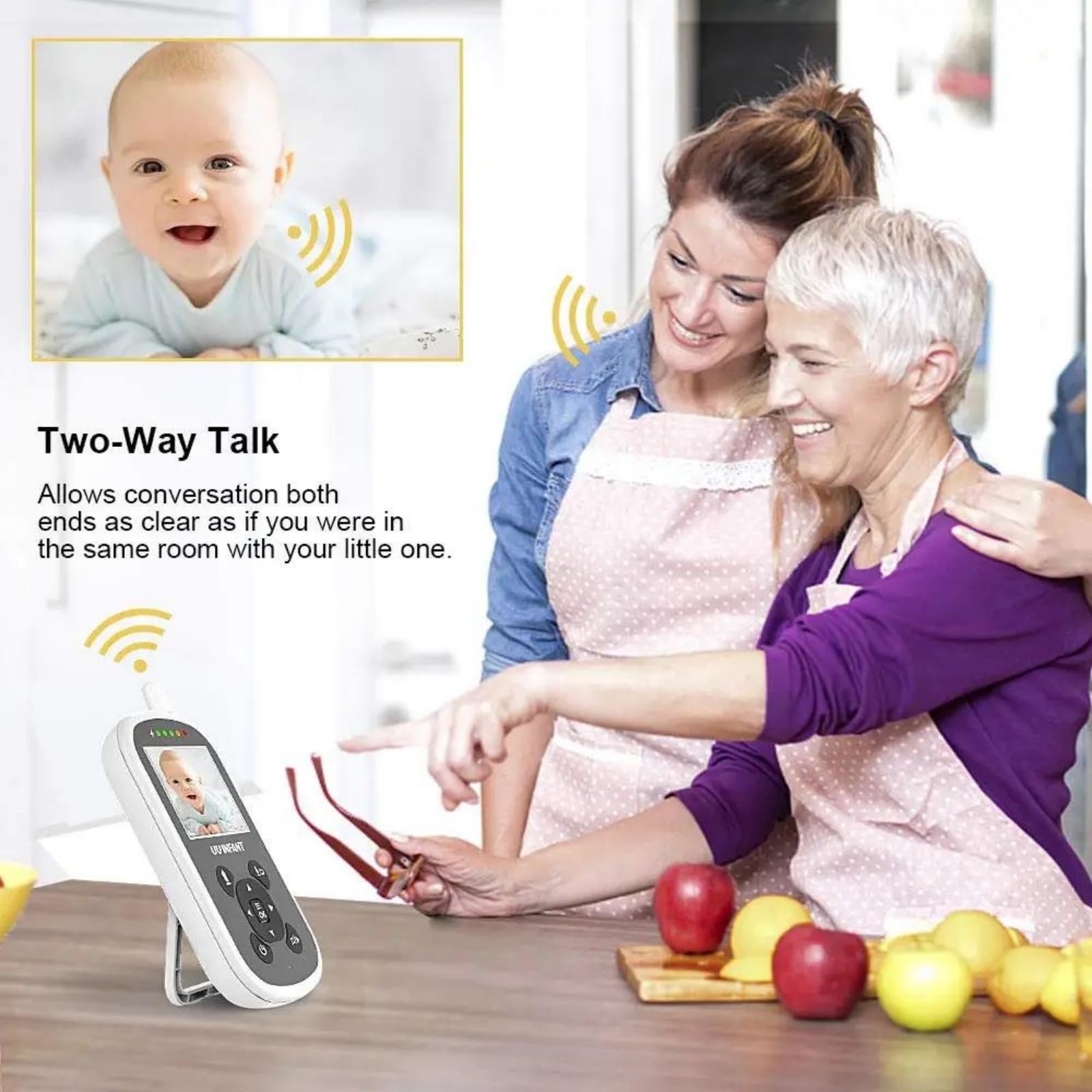 Baby Monitor con Schermo da 2,4 Pollici, Wireless 2,4G Senza WiFi, Audio bidirezionale, Visione Notturna a infrarossi, Telecamera Portatile Ricaricabile per la Cura del Neonato