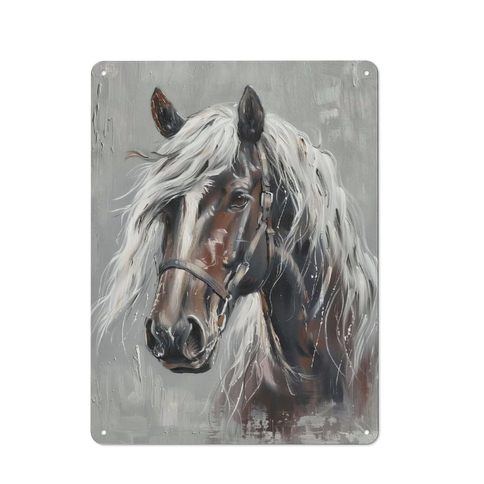 Junmoney Horse Sad Painting Vintage Decorative Tin Plaque 40X30cm, Room Wall Plaque For Hallway, Home Bar, Garage Or Study