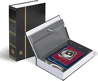 Leuchtturm 361288 Buch-Tresor - Stahl 240 x 155 x 55 mm, Schlüssel-Safe für Wertsachen, Bargeld, Schmuck, Schwarz