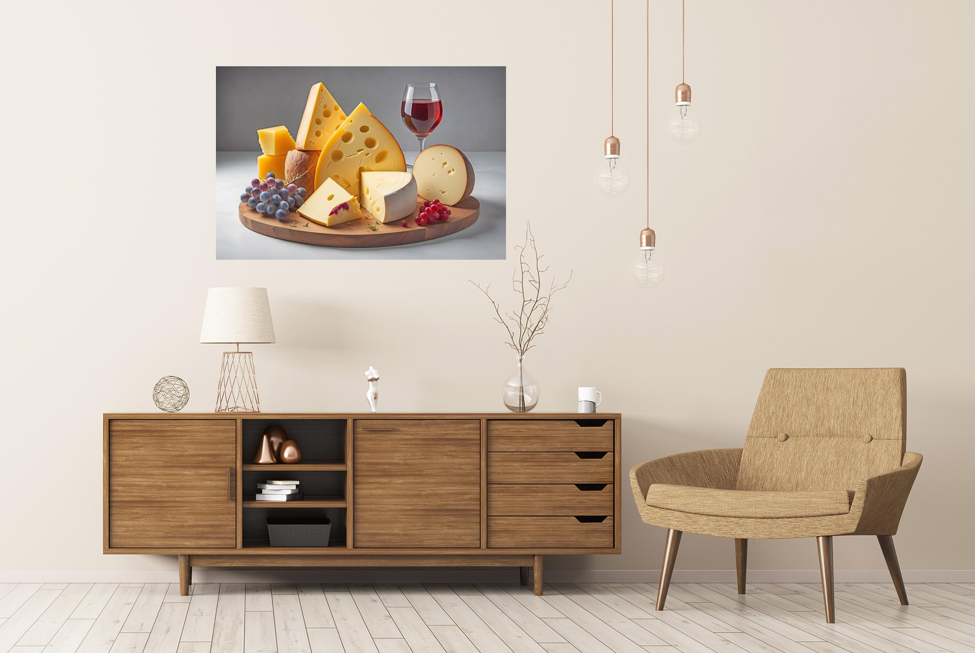 islandburner XXL Poster di immagini vari tipi di formaggio bicchiere vino rosso bianco Premium Immagini Stampa fotografica
