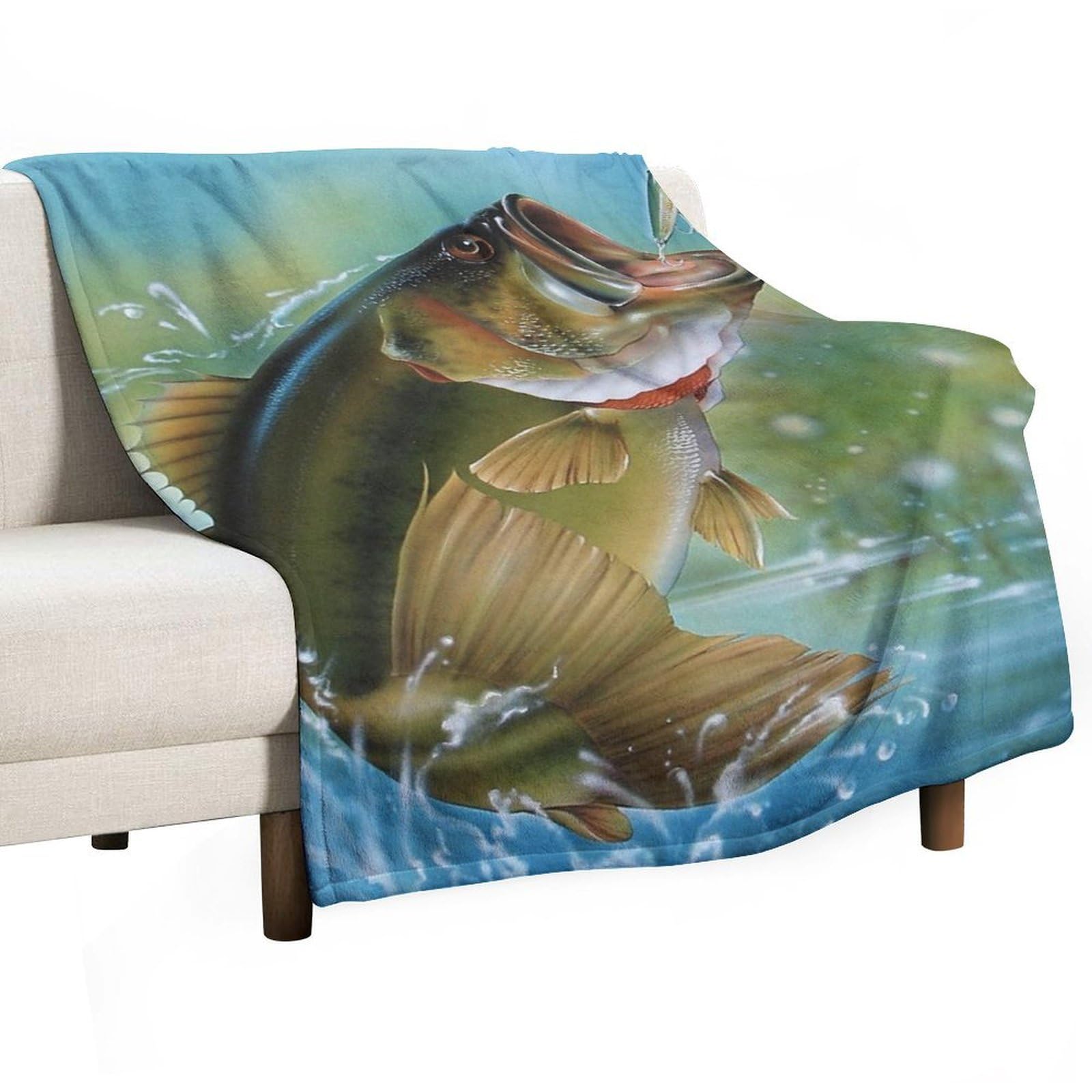 Cgsbngha Style Bass Fishing Flannel Fleece Blanket Lightweight Soft Throw Blankets For Sofa Couch Bed Chair