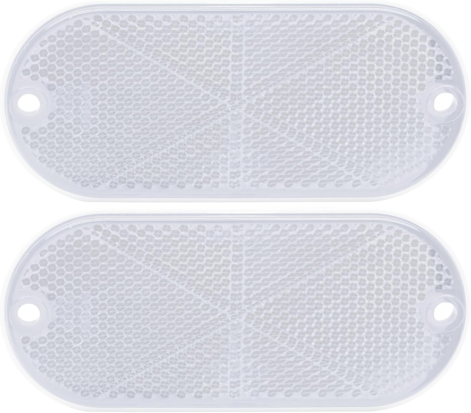 2-Pack DOT Compliant White Oval Reflectors for Trucks, Trailers, RVs - Self-Adhesive Quick Mount Safety Lights